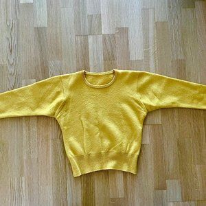 Vintage Marigold Yellow Cropped, Fitted Sweater